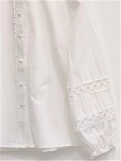 Chemisier Uni Manches Longues Scallo -Élégance Soldes r01 7 creme in april 2