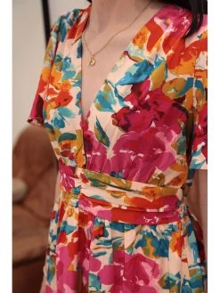 Robe Soledad -Élégance Soldes r2818 fushia in april 3