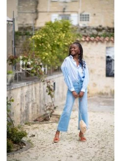 Chemise Coconut -Élégance Soldes zp289 bleu kilky 8